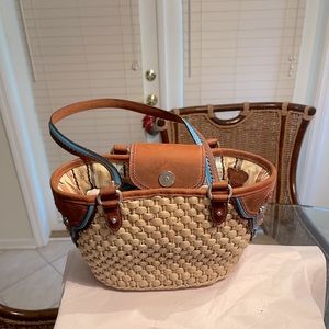 Brighton Silver Studded Turqouise Flowers Handbag. EUC